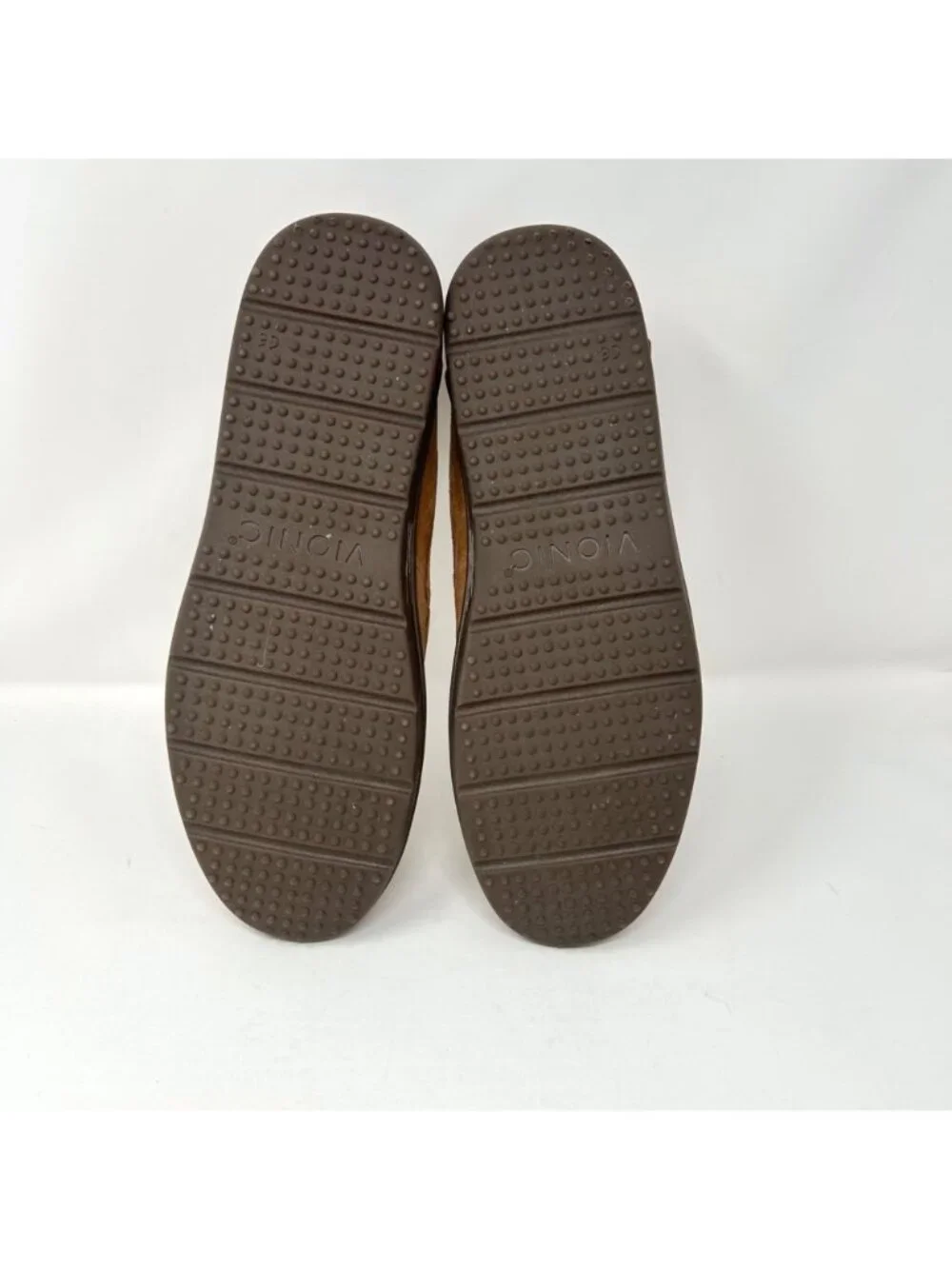 Vionic Gustavo Slippers Toffee Brown Suede Men's Size 12 Faux Shearling Comfort